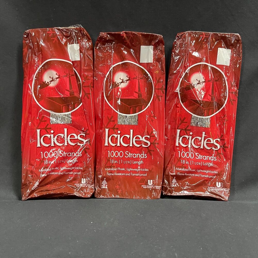 Icicles Tinsel Silver Vtg Lot of 3 1000 Per Package